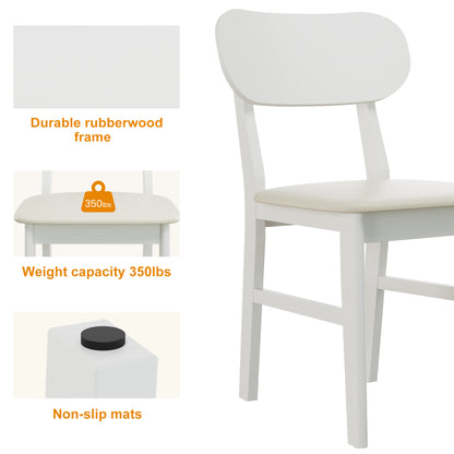 Farmhouse Dining Chairs Set of 2, Modern Faux Leather Upholstered Kitchen&Dining Room Chairs, Side Seating for Kitchen, Dining Room, Living Room, Home Office, Terrace, Courtyard, 350LBS Capacity, Whit image 4