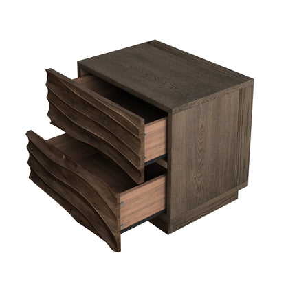 Solid Wood Nightstands, Bedside Table with 2 Drawers, No Handles, Sofa End Table for Living Room, Bedrooms,Brown image 9