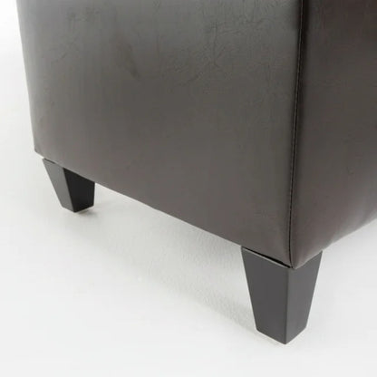 Ottoman Bench with Storage, Dark Brown PU Surface, Rubber Wood Legs, 300 lbs Capacity image 9