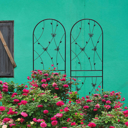 2 Pack Metal Garden Trellis 71" x 19.7" Rustproof Trellis for Climbing Plants Outdoor Flower Support Butterfly Deco Black image 6