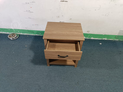 Wood Nightstand with Drawer and Open Shelf, Modern Bedside Table with Storage, Wooden End Table for Bedroom, Living Room or Apartment, Natural Finish, Brown image 5