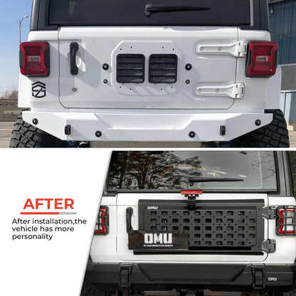 OMU Genesis Series Multi-Function Tailgate Expansion Panel For 2018+ Jeep Wrangler JL - Heavy-Duty Aluminum MOLLE Panel, Corrosion Resistant, No-Drill Installation, Off-Road Storage Organizer image 4