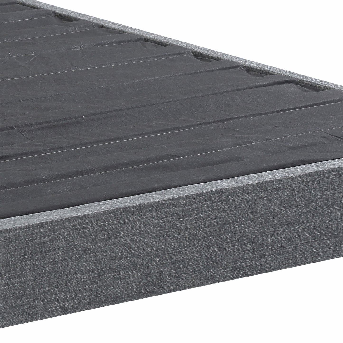 Contemporary Grey Upholstered Platform Bed, Polyester Fabric Bed Frame, Reinforced Support Geometric Foot Platform Bed No Box Spring Needed, Easy Assembly,King image 12