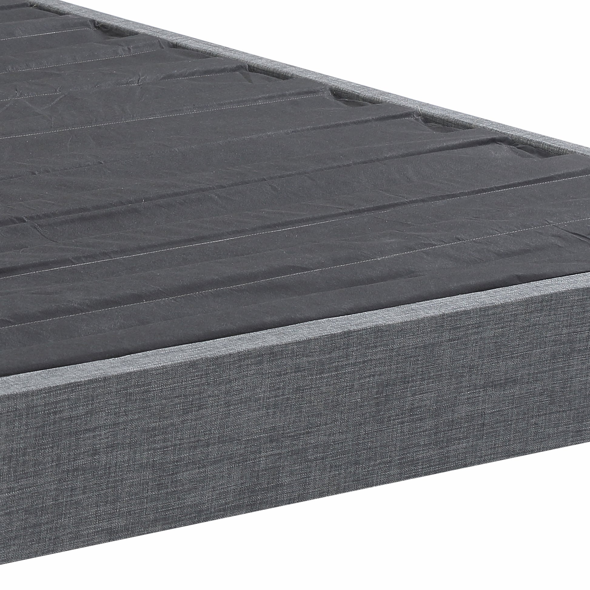 Contemporary Grey Upholstered Platform Bed, Polyester Fabric Bed Frame, Reinforced Support Geometric Foot Platform Bed No Box Spring Needed, Easy Assembly,California King image 12