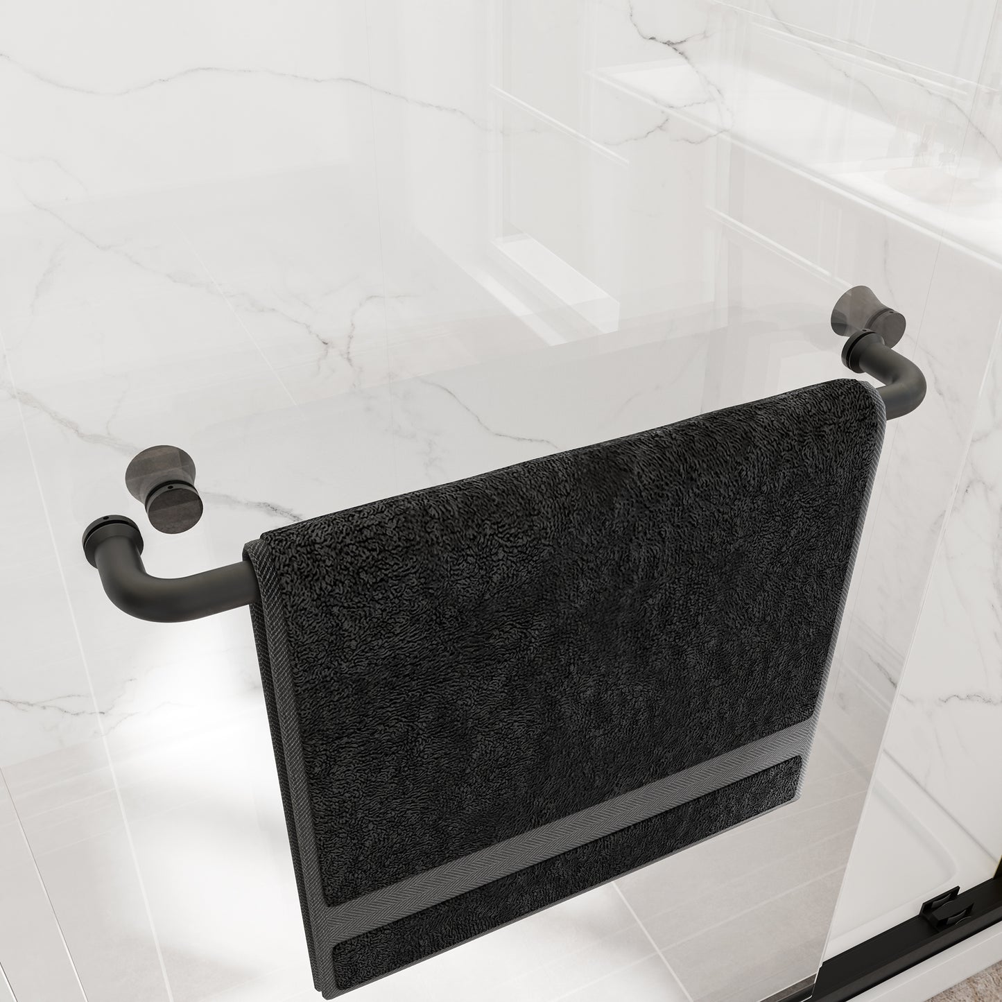 55"-60" W x 72" H Matte Black Reversible Installation Double Bypass Sliding Shower Door,Aluminium Alloy Frame,1/4"(6MM) Tempered Glass With Nano Explosion-proof Membrance,Easy Installation image 8