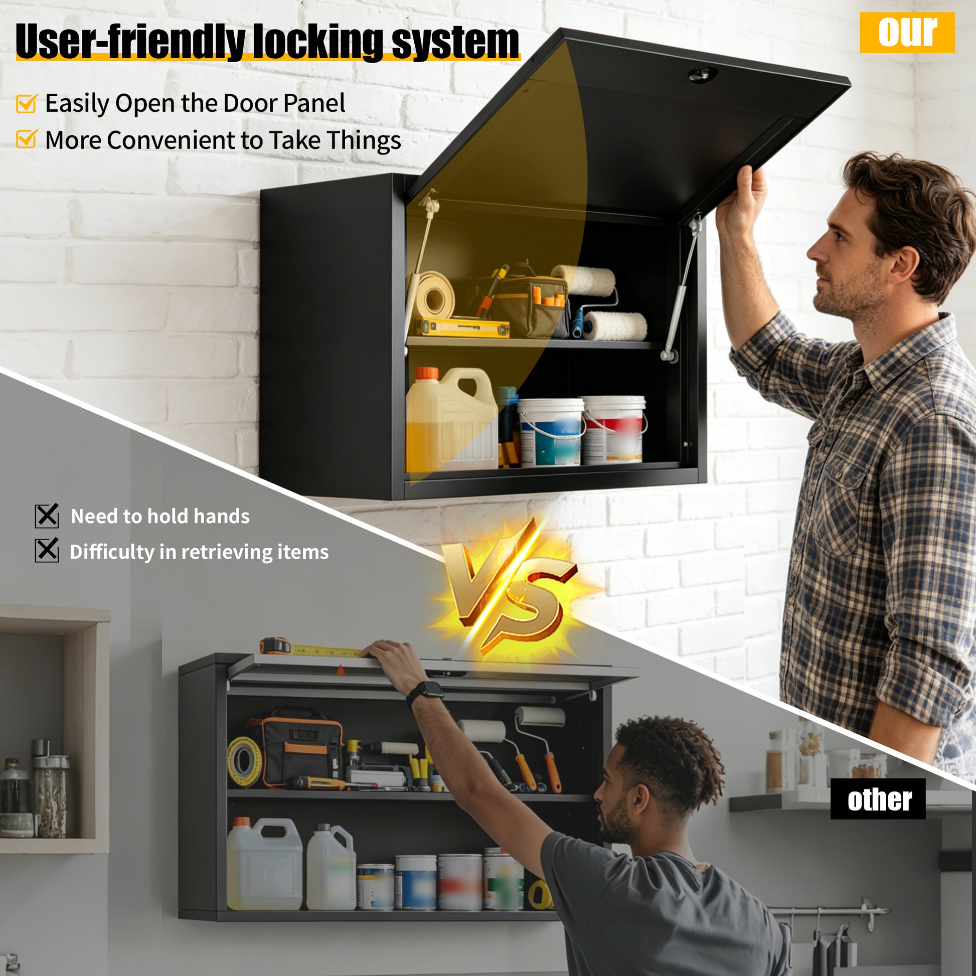 Heavy Duty Metal Wall Mounted Tool Storage Cabinet Steel Metal,Garage Storage Cabinet for Garage,Workshop,Basement,Kitchen,Assembly Required image 9