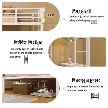 Triple Bunk Bed for Kids,3 Bed Bunk Beds for 3,Metal Triple Bunk Beds,Separates Into 3 Twin Beds,Noise Reduced Structure,White image 6