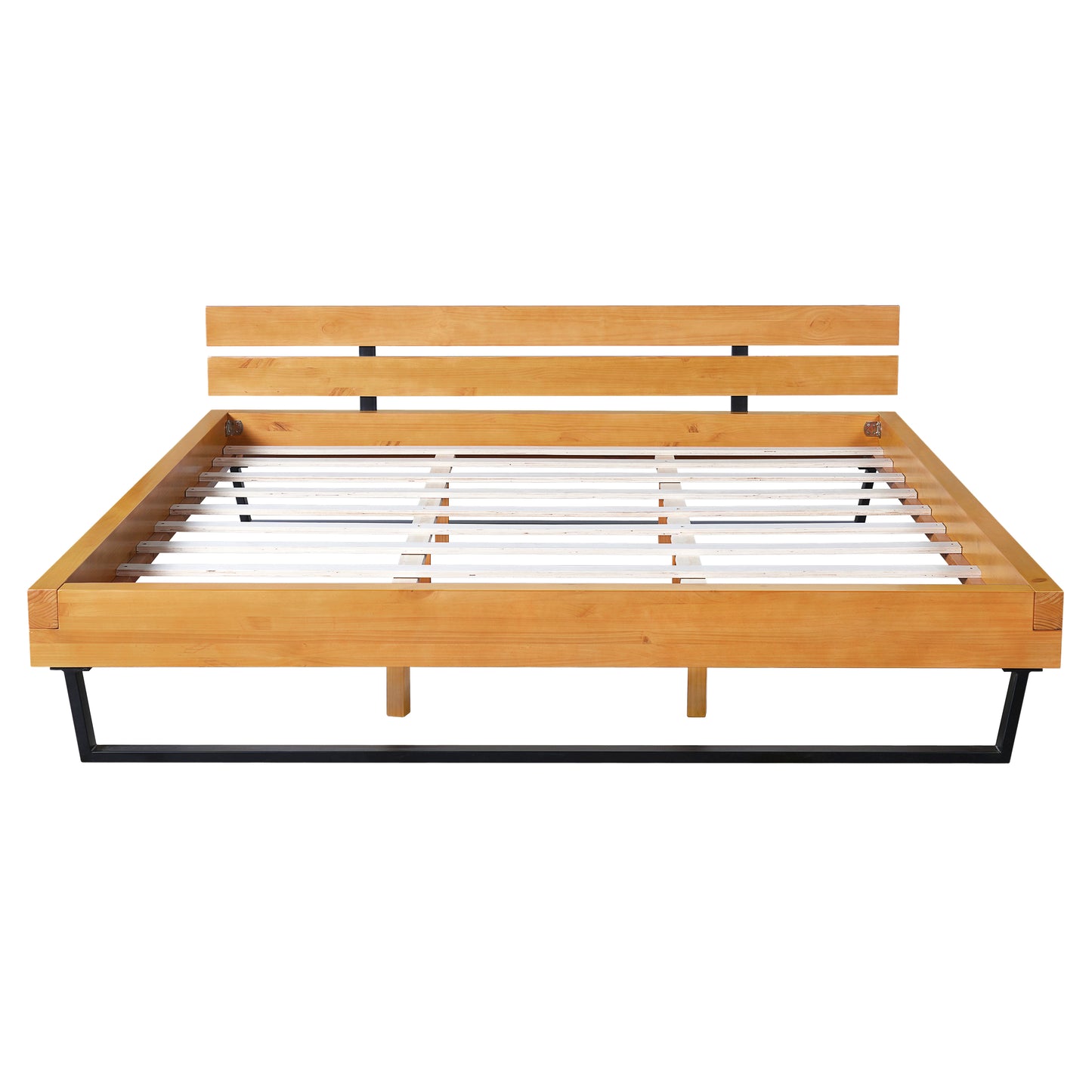 PINE WOOD BED FRAME KING SIZE,NATURAL & BLACK COLOR image 7