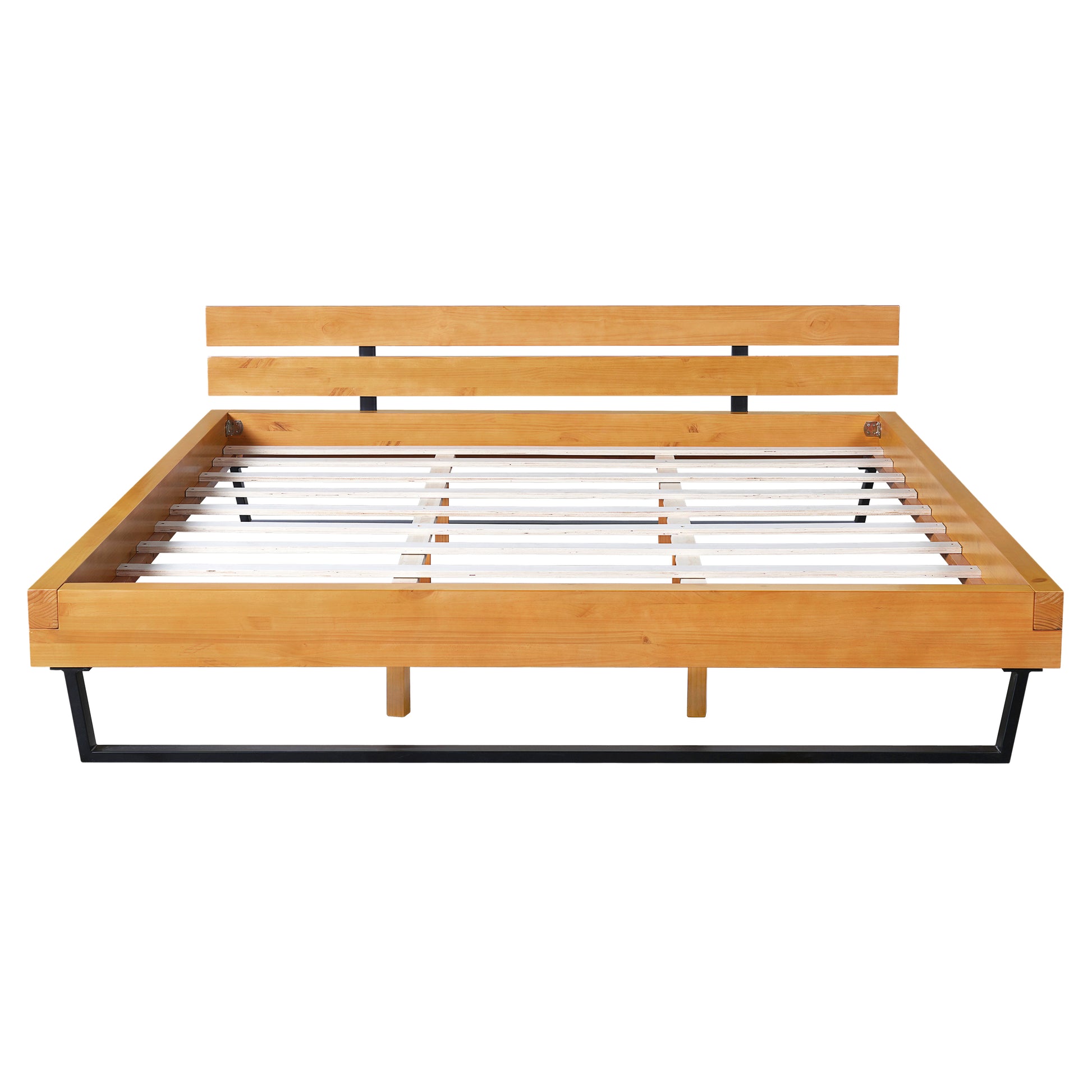 PINE WOOD BED FRAME KING SIZE,NATURAL & BLACK COLOR image 7