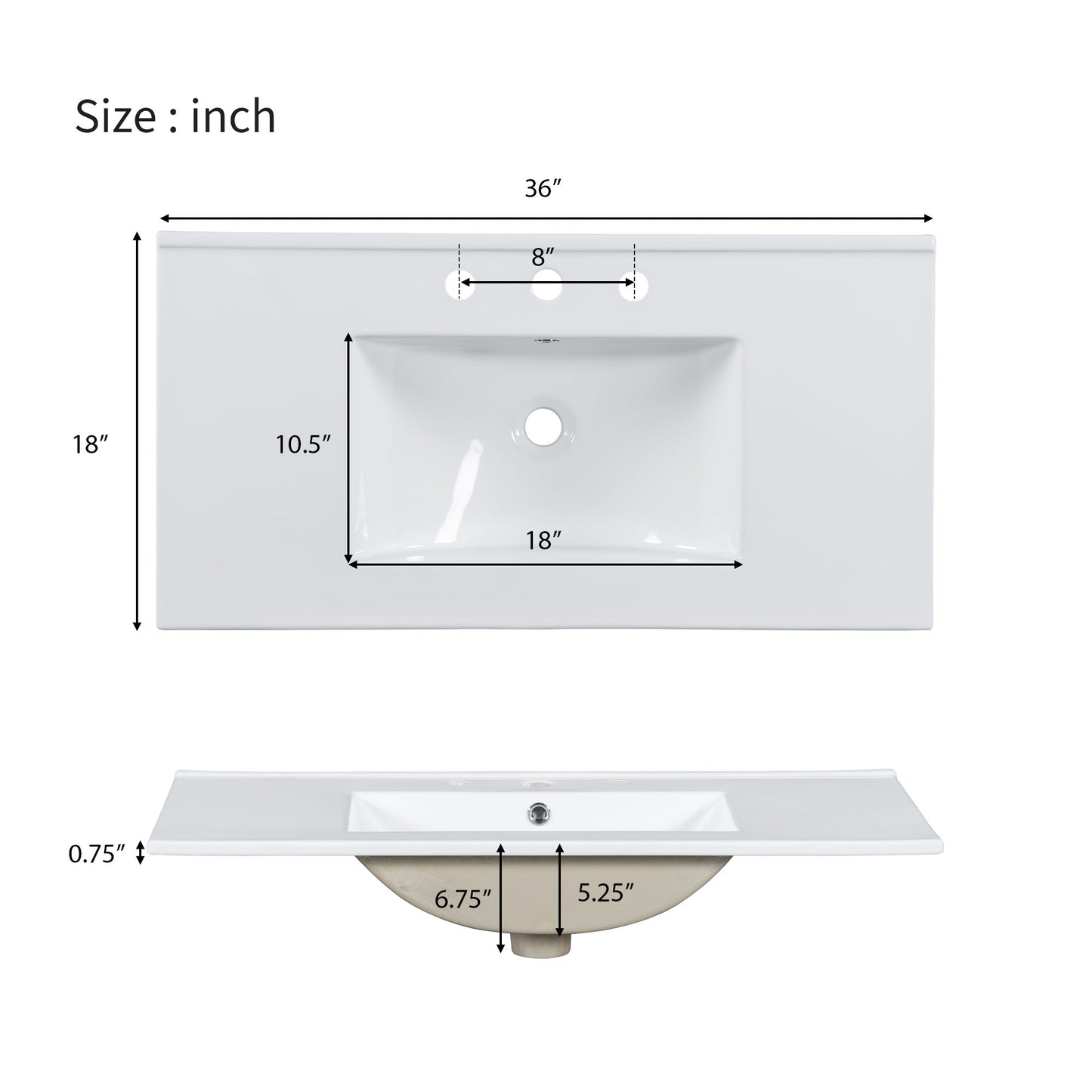 36" Bathroom Vanity with Ceramic Sink, Soft Close Doors, Adjustable Shelves, Modern Storage Cabinet for Small and Medium Bathrooms image 12