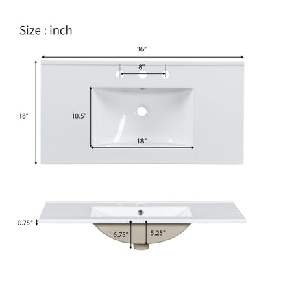 36" Bathroom Vanity with Ceramic Sink, Soft Close Doors, Adjustable Shelves, Modern Storage Cabinet for Small and Medium Bathrooms image 12