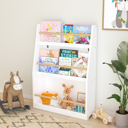 3 Tier Kids Book Shelf,Kids Book Rack, Helps Keep Bedrooms, Playrooms, and Classrooms Organized,White image 12