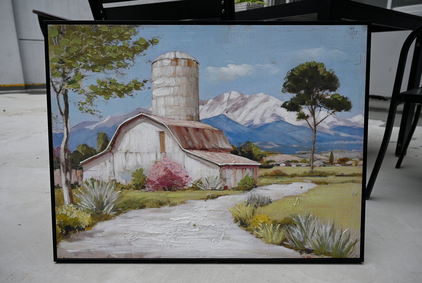 Framed Rustic Farmhouse Canvas Wall Art Beautiful Field Painting Wildflower Barn Print Nature Scenery Picture French Countryside Poster for Bathroom Bedroom Living Room Office Wall Decor 32x24in image 4
