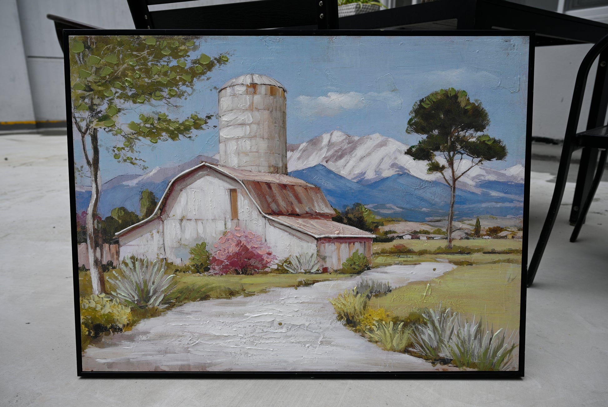 Framed Rustic Farmhouse Canvas Wall Art Beautiful Field Painting Wildflower Barn Print Nature Scenery Picture French Countryside Poster for Bathroom Bedroom Living Room Office Wall Decor 32x24in image 4