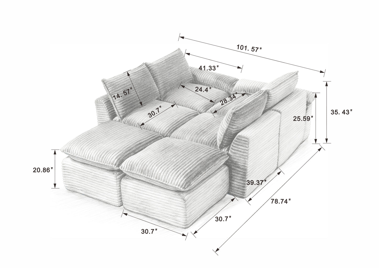 Modern corduroy cloud sofa, can be freely combined and has a comfortable sitting experience, suitable for modern living room furniture in homes, apartments, and offices image 6