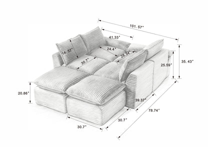 Modern corduroy cloud sofa, can be freely combined and has a comfortable sitting experience, suitable for modern living room furniture in homes, apartments, and offices image 6