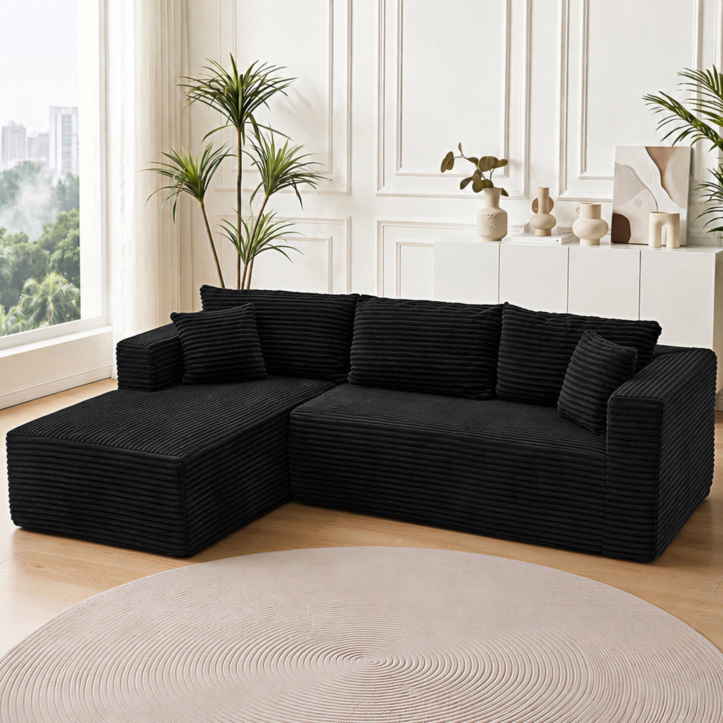 105" Sectional Couches for Living Room Cloud Couch Sofa with L-Shape Upholstered Boneless Couchs Modern Modular Sectional Couch with Chaise image 2