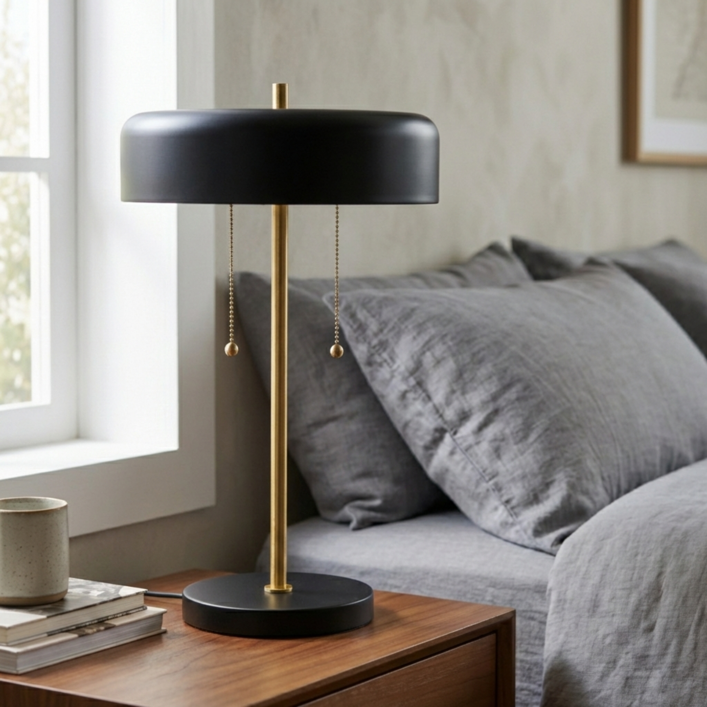 Bedroom Table Lamp Nordic Home Creative Romantic Warm Study Room Desk Bedside Lamp, Obni Table Lamp with Black outer and White inner 110~120V image 7