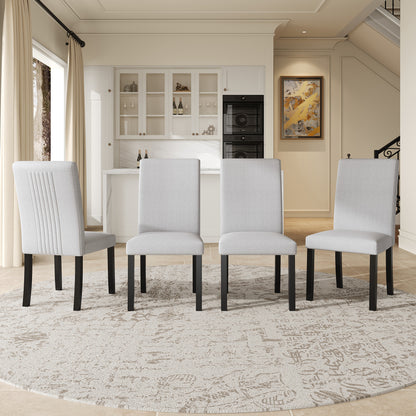 Modern Dining Room Chairs Set of 4, Accent Diner Chairs Upholstered Fabric Side Stylish Kitchen Chairs with Solid Wood Legs and Padded Seat - Beige image 1