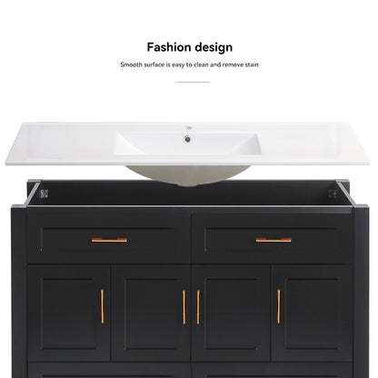 48" Black Bathroom Vanity with Resin sink Combo, Abundant Storage Cabinet -4 Soft close doors and 4 drawers image 10