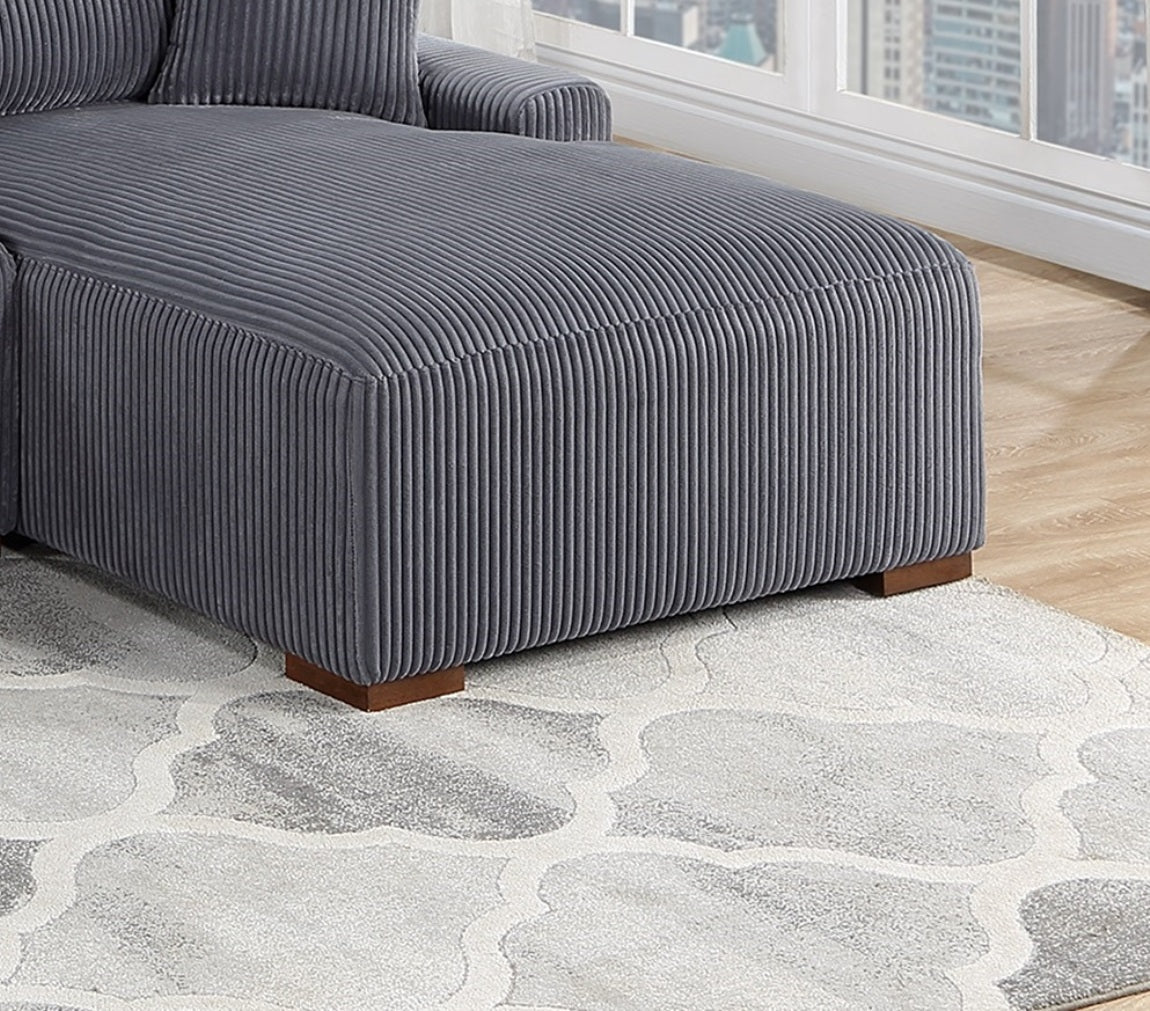 Modern 2pc Sectional Set XL Plush Corduroy Fabric Dark Gray LAF Sofa RAF Chaise Living Room Couch image 7