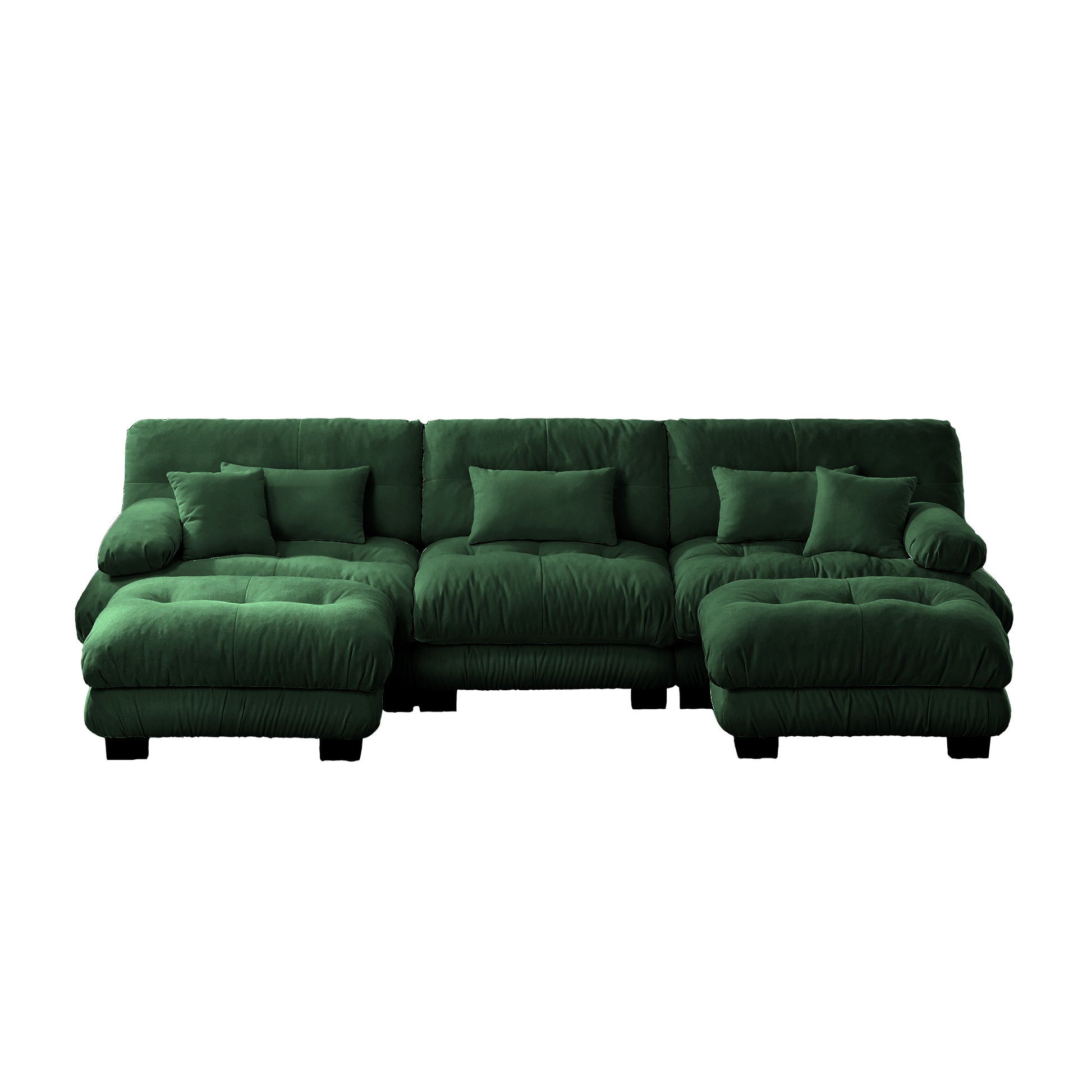 Luxury Modular Sectional Sofa Couch - Oversized U Shaped Cloud Couch for Living Room,Deep Seat Sofa Couch with 2 Ottomans,Chenille Green image 11