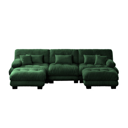 Luxury Modular Sectional Sofa Couch - Oversized U Shaped Cloud Couch for Living Room,Deep Seat Sofa Couch with 2 Ottomans,Chenille Green image 11