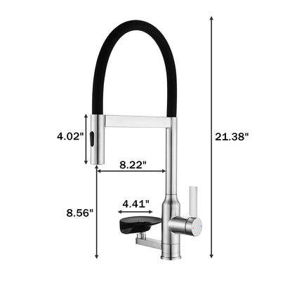 Brushed Nickel Kitchen Faucet with Magnetic Pull Out Sprayer, 360 Degree Swivel Single Handle High Arc Kitchen Sink Faucet with Glass Rinser image 9