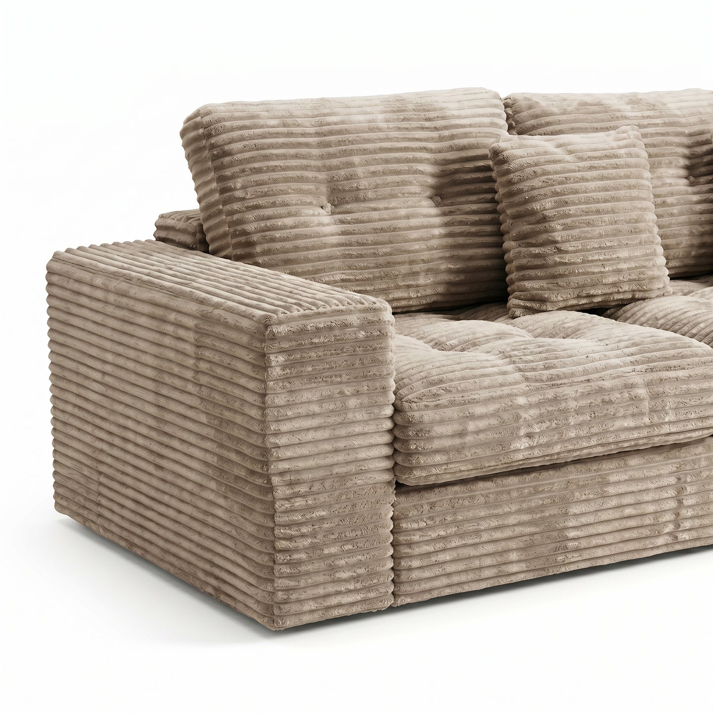 Modular Cloud Sofa Set, 105" DIY Sectional with Ottoman, Pure Foam, Faux Rabbit Fur Velvet, Comfortable Living Room Couch Khaki image 11