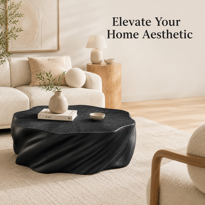 35" Fully Assembled Petal Coffee Table – Sculptural Matte Black Fiberglass, Modern Organic Design, No Assembly, Multi-Scene Center Table image 10