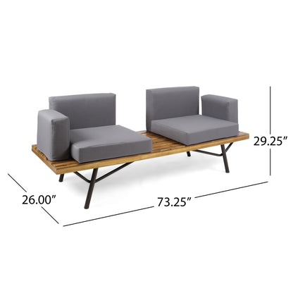 Canoga Outdoor Industrial Loveseat with Coffee Table image 10