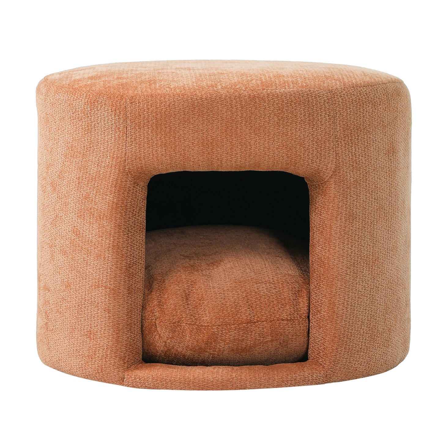 Orange Pet Friendly Ottoman with Removable Pet Cushion, Hidden Pet Nook, Acacia Wood Legs, 220 lbs Capacity, Upholstered Footrest Stool for Living Room image 5