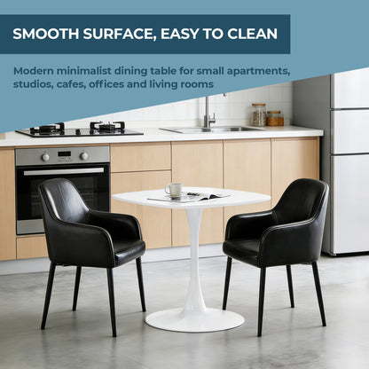 White Square Tulip Table for 2-3 Person, 24" Small Dining Table with Metal Pedestal Base, Modern Kitchen Table for Small Space, Apartment, Bistro, Cafe, Office & Living Room, Matte White MDF Top image 4