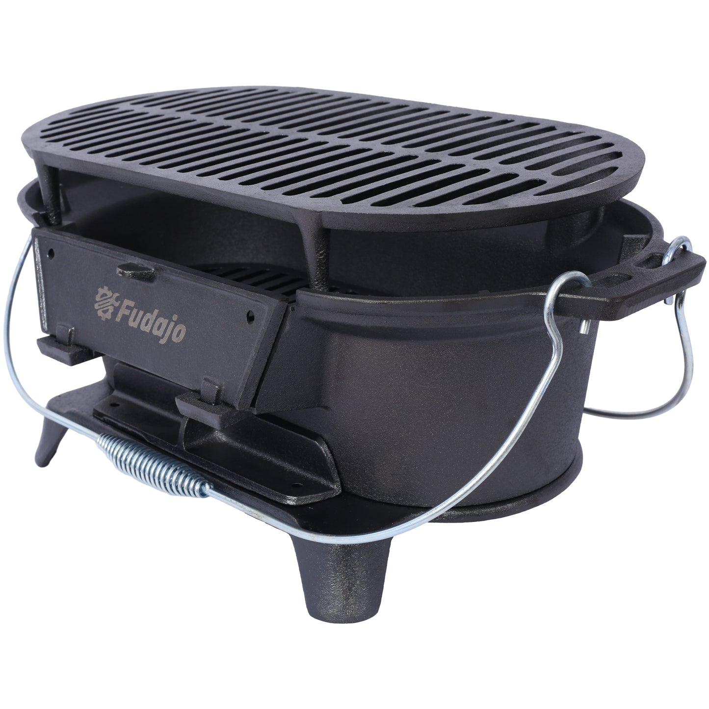 Oval Cast Iron Grill Outdoor, Portable Charcoal Grill and Tabletop Cast Iron Skillet - 100% Cast Iron, Durable, Small Charcoal Grill, Camping Stove, Hibachi Grill image 2