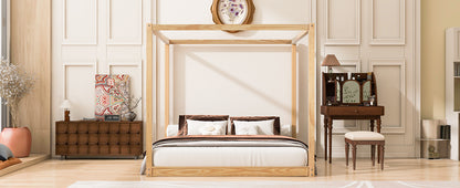 King Size Canopy Platform Bed with Support Legs, Natural image 8