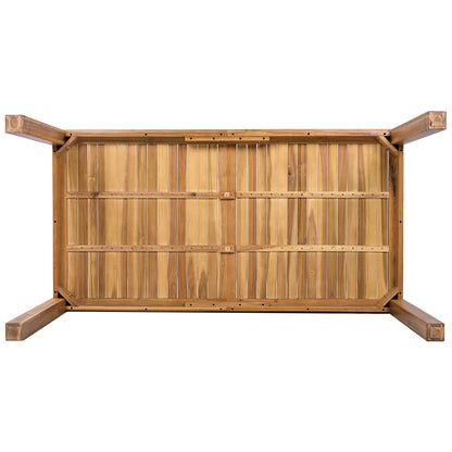 TOPMAX Patio Wooden Dining Table, Outdoor 67"L Rectangular Table for Poolside, Backyard, Garden, Indoor/Outdoor, Natural image 10