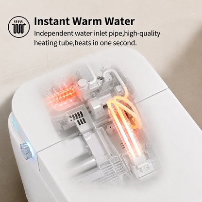 Tankless Smart Toilet With Bidet Built In, One-piece Bidet Toilet Seat, Auto Flush, Auto Open/Close,Heated Seat, Warm Water and Dry, Adjustable Temp,Remote Control Side Know image 10