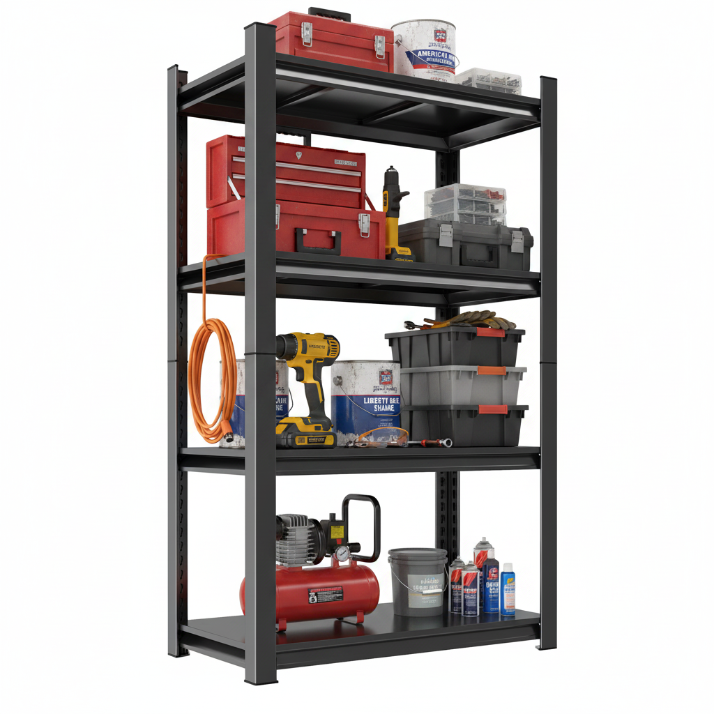 63-Inch Tall Metal Storage Shelf, 1200 LBS Weight Capacity, 4-Tier Adjustable Height Storage Rack, Black, Assembly Needed image 6