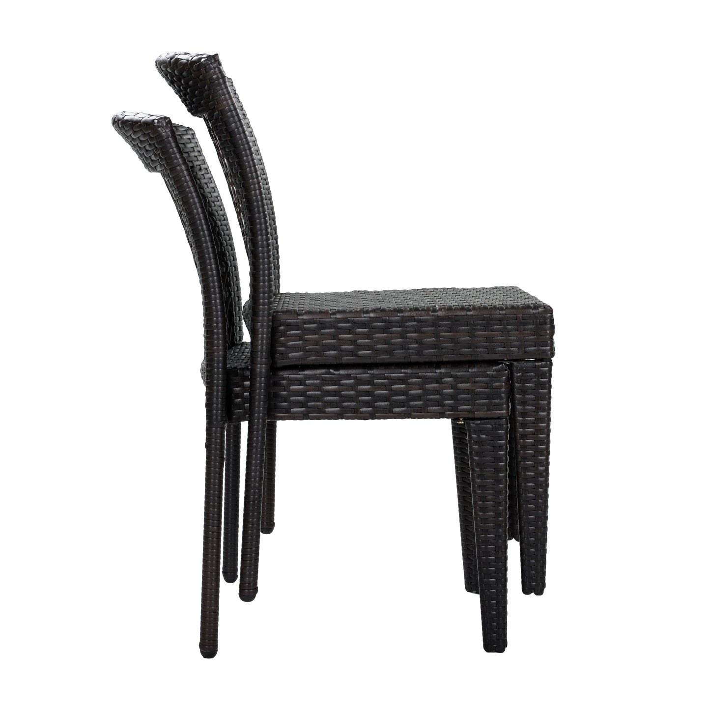 Outdoor Dining Chairs Set of 4, Stackable Chairs with UV-Resistant PE Rattan and Steel Frame, for Patio, Garden, Balcony, Supports 400lbs image 6