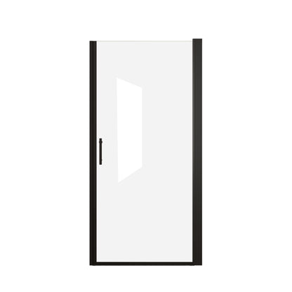 28"x 72" Pivot Shower Door, Matte Black Aluminum Frame, Half Frame,1/4"(6mm) Tempered Glass Explosion Proof Film,Stainless Steel Handle image 8