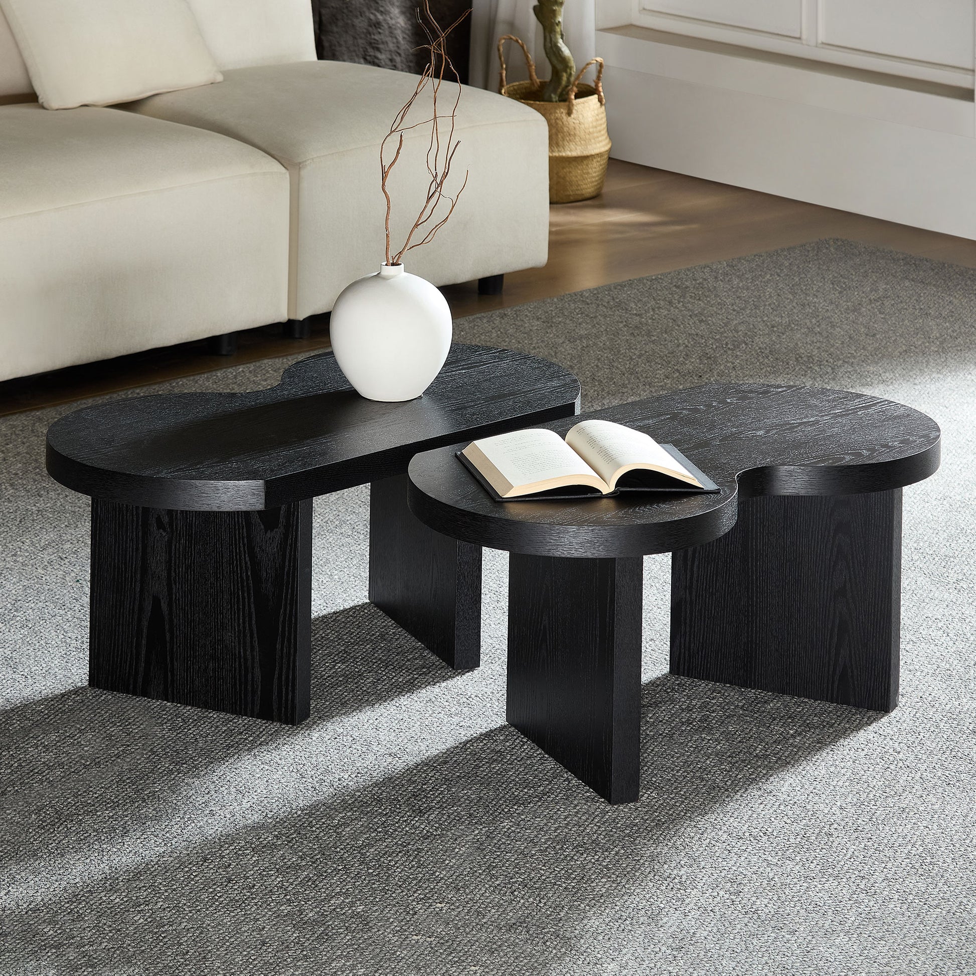Modern Butterfly MDF Coffee Table, Used In Living Rooms, Bedrooms, Offices, With A Butterfly Shaped Appearance, Black image 3