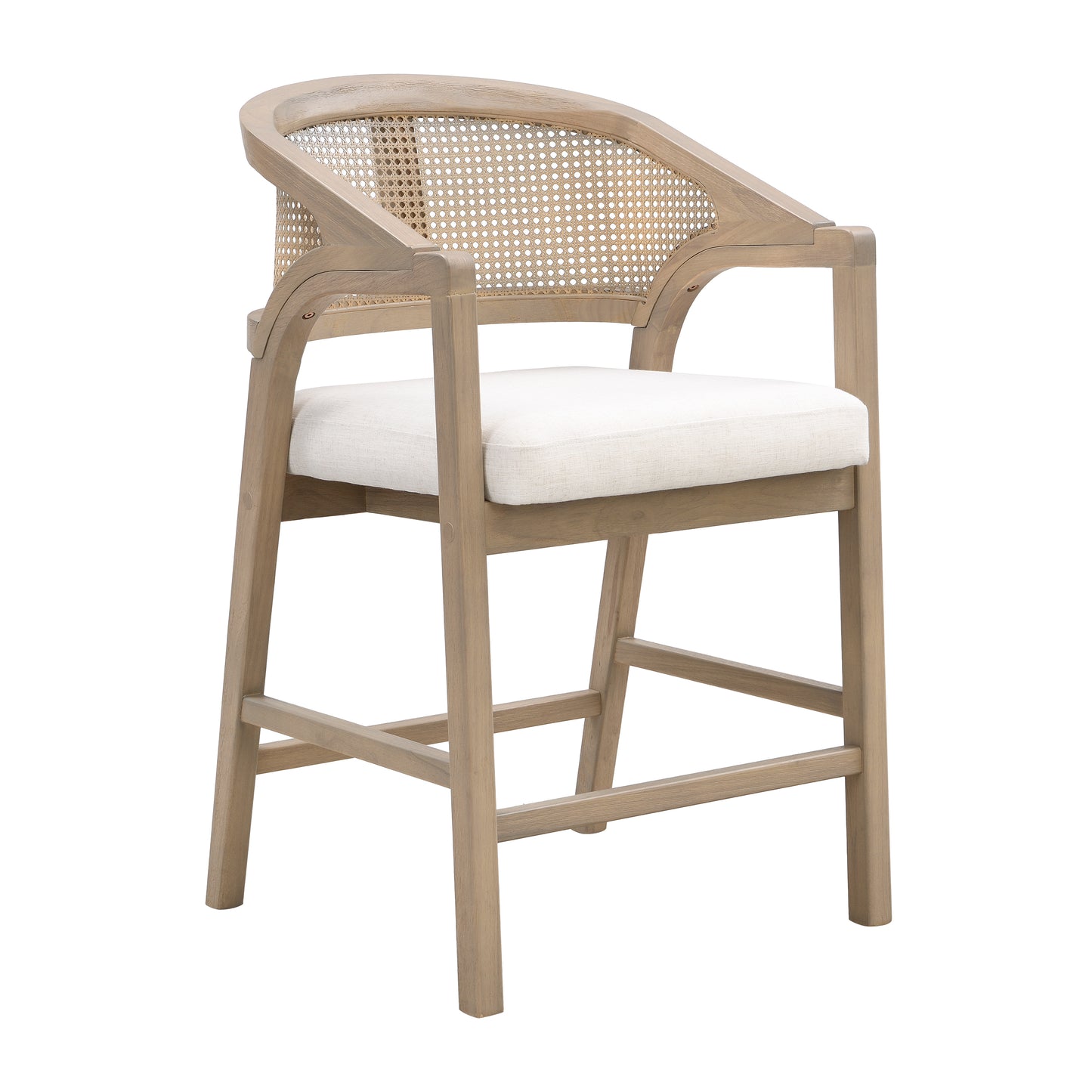 Wooden Frame Counter stool with rattan back-Light Ash-set of 2 image 5