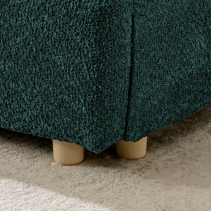 King Size Upholstered Bed Frame, Modern Minimalist Style with Tall Curved Headboard, Premium Circle Yarn Fabric & Sturdy Leg Support, Mattress Not Included-Green image 6