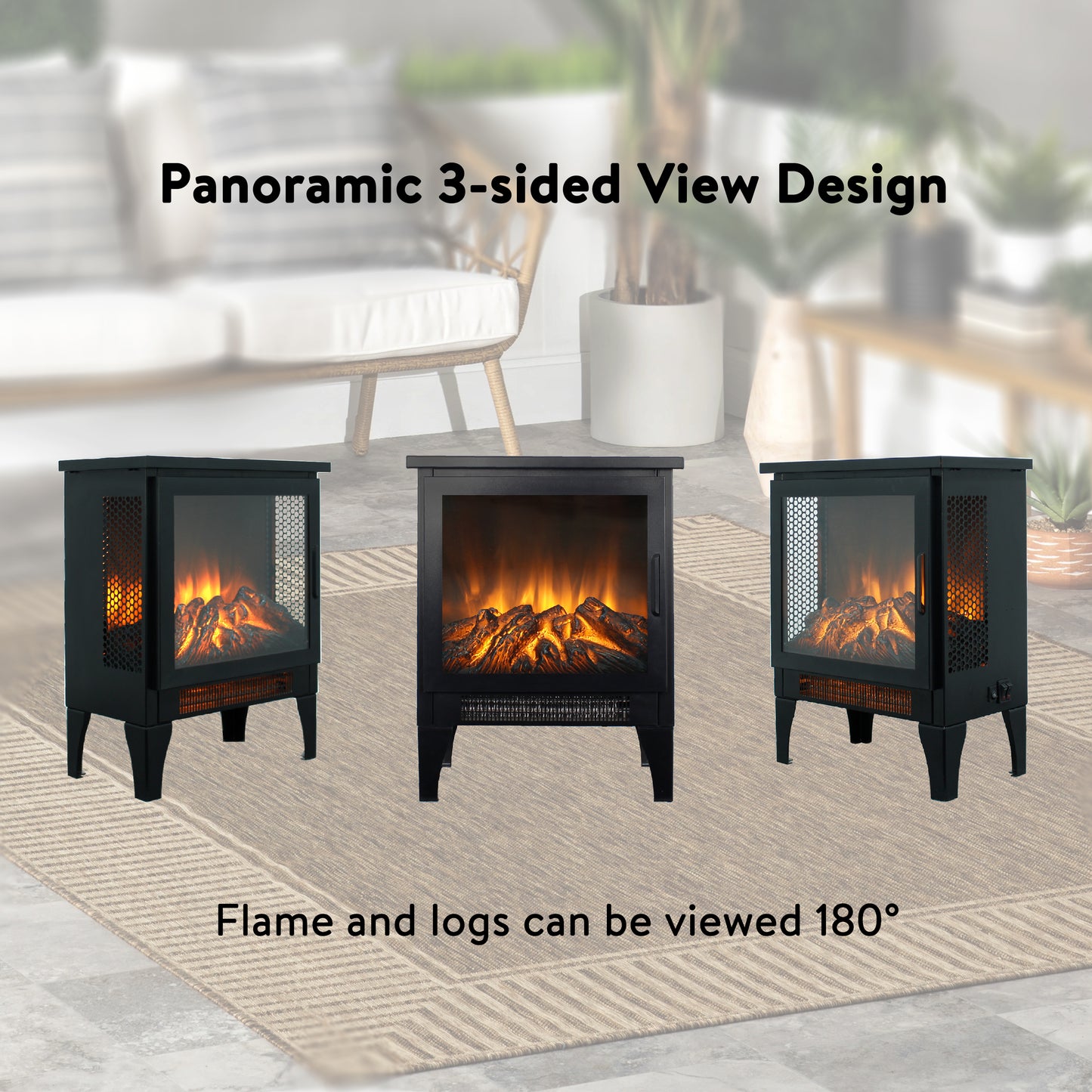 18 inch Freestanding Electric Fireplace Stove heater with 3D Flame effect image 8