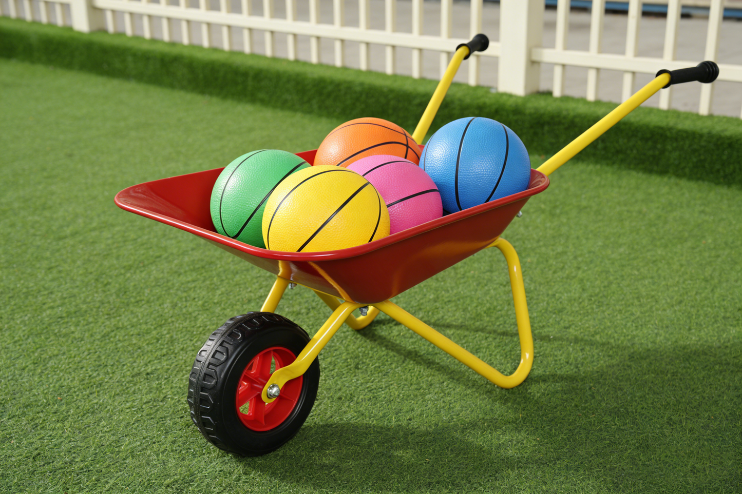 Children's metal wheelbarrow, Maximum load capacity: 33LBS,children's heavy wheelbarrow, metal structure wheelbarrow, steel tray, can be used in gardens, loading leaves, soil, sand, etc. (red) image 2