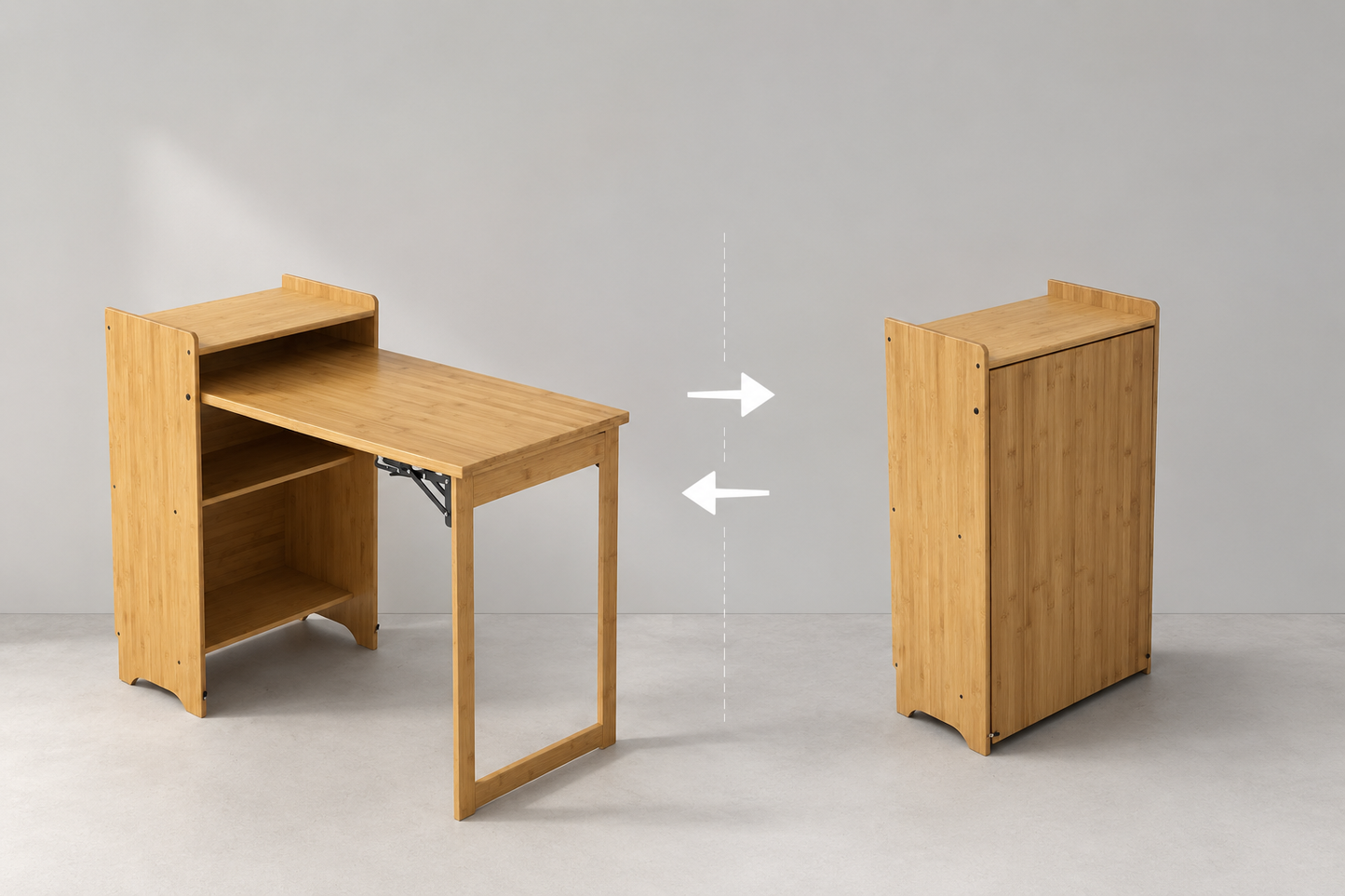 Bamboo Folding Desk, Foldable Desk for Small Space, Computer Desk with Hidden Storage, Mid Century Foldable Table for Home Office and Bedroom (NATURAL WOOD) image 11