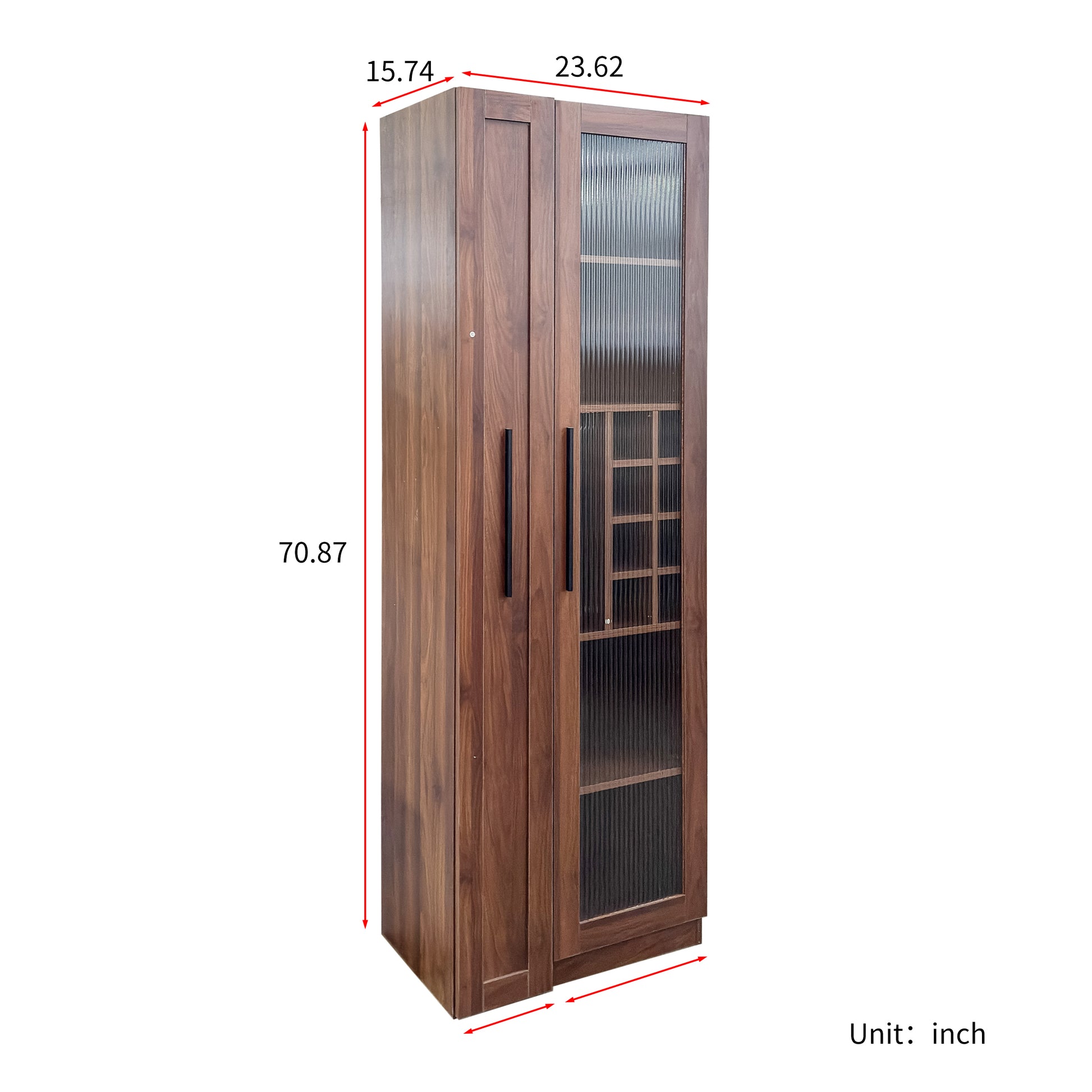Kitchen pantry cabinet with multi-functional pull-out multi-tier storage shelf,Farmhouse Storage Cabinet with glass Doors,Pantry Organizers for Kitchen, bar cabinet,Dining Room image 6
