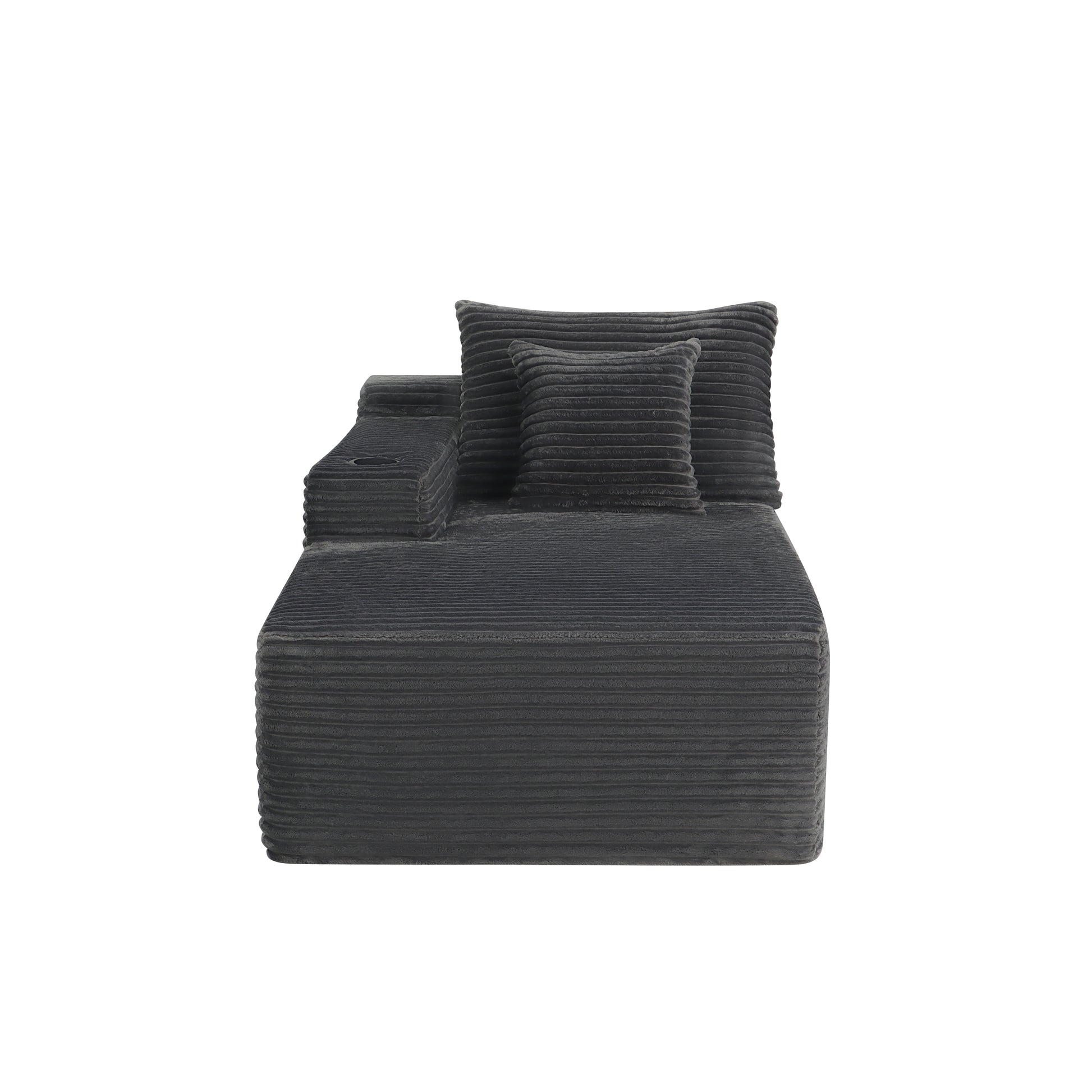 37.5-inch left chaise longue with grey black velvet, cup holder, flexible matching, mainly for living room use. image 2