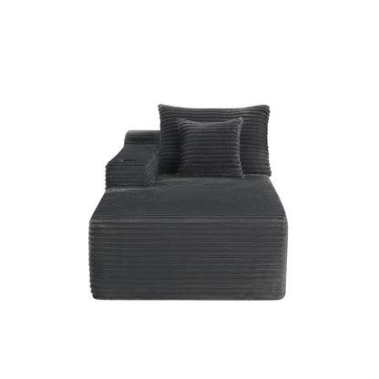 37.5-inch left chaise longue with grey black velvet, cup holder, flexible matching, mainly for living room use. image 2