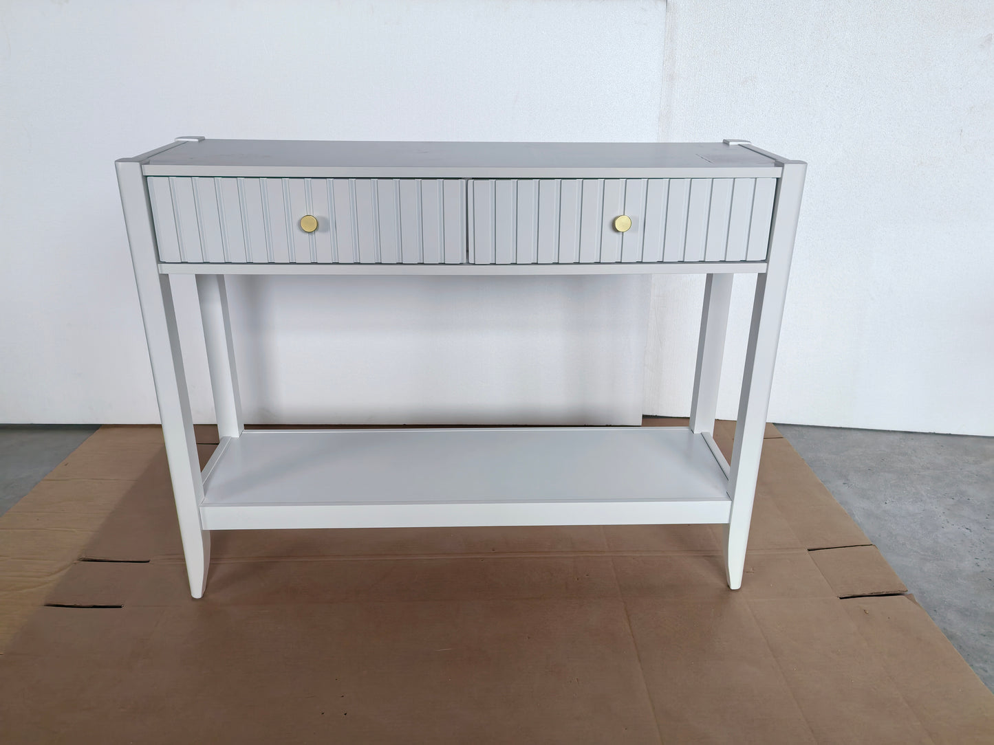 29.53" Tall Console Table with Drawers, Narrow Wood Accent Sofa Table Entryway Table with Storage Shelf for Entryway, Front Hall, Hallway, Living Room, White image 7